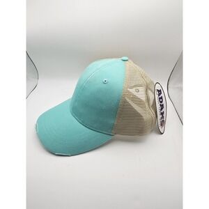 Adams Headwear Distressed Truckers Hat Cap Mesh Snap Back New With Tag Denim‎